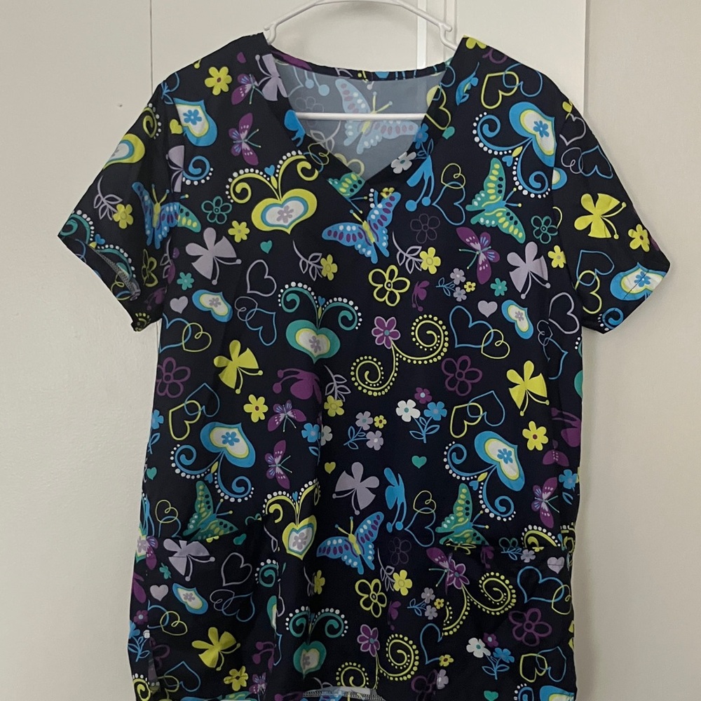 Colorful Butterfly Print Women's Short Sleeve Top